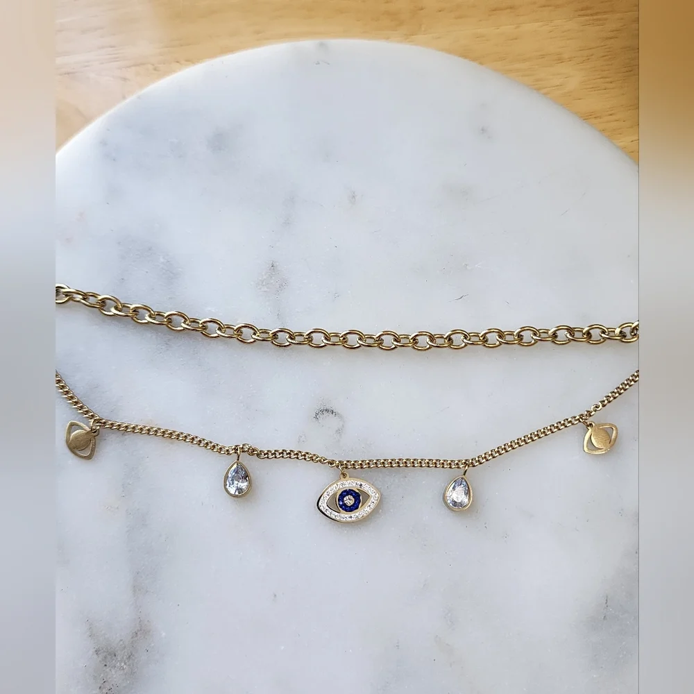 Stainless Steel Evil Eye Bracelet with Blue Accents - Picture 2 of 7